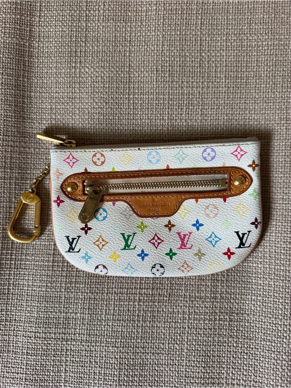 Louis Vuitton White Multicolor Monogram Key & Card Pouch